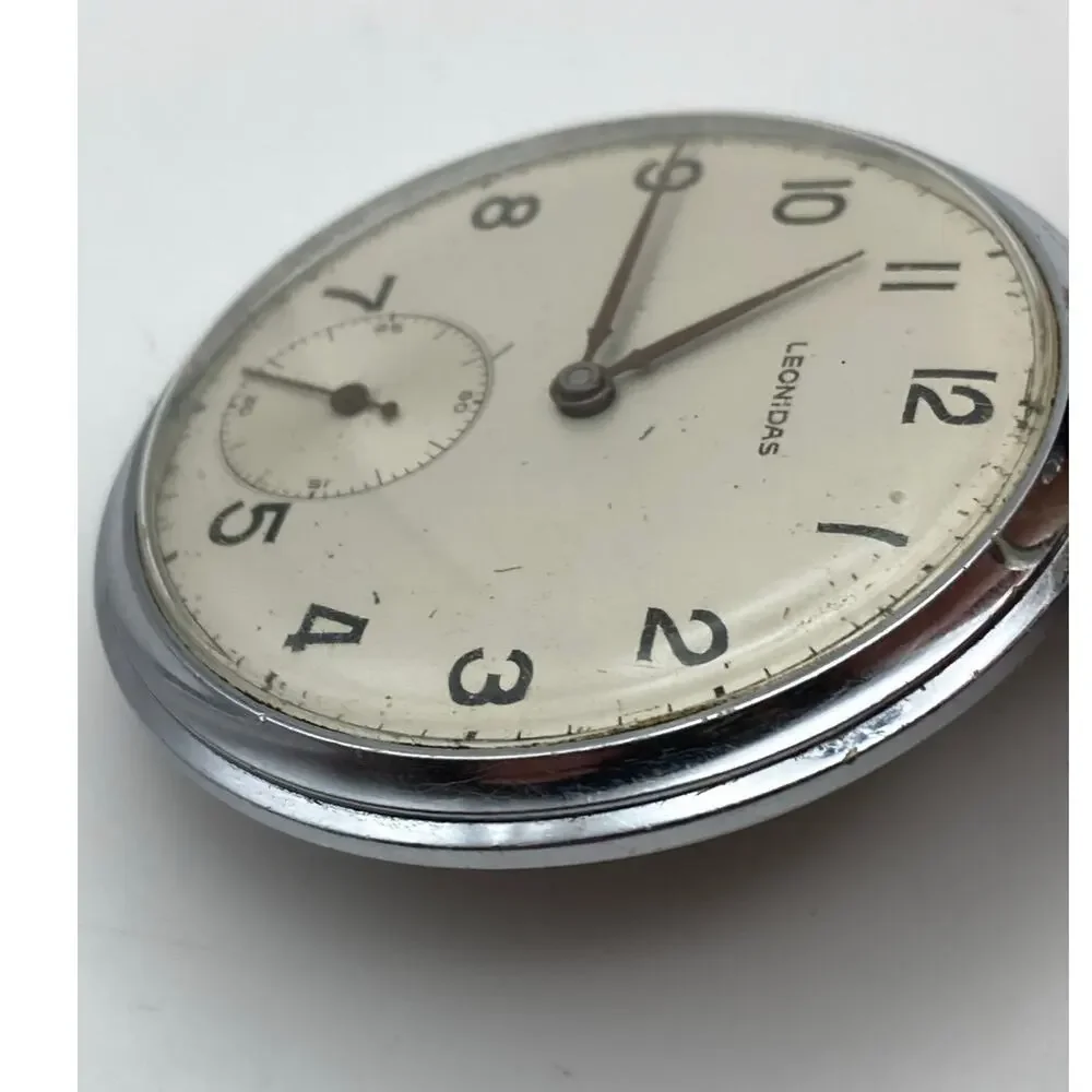 Vintage Leonidas Swiss Mechanical 17 Jewel Pocket Watch 48mm 445 Unitas Movement